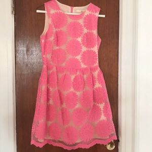 Pink and Nude Floral Party Dress